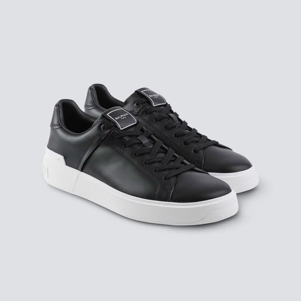 Balmain Black and White Leather Sneakers